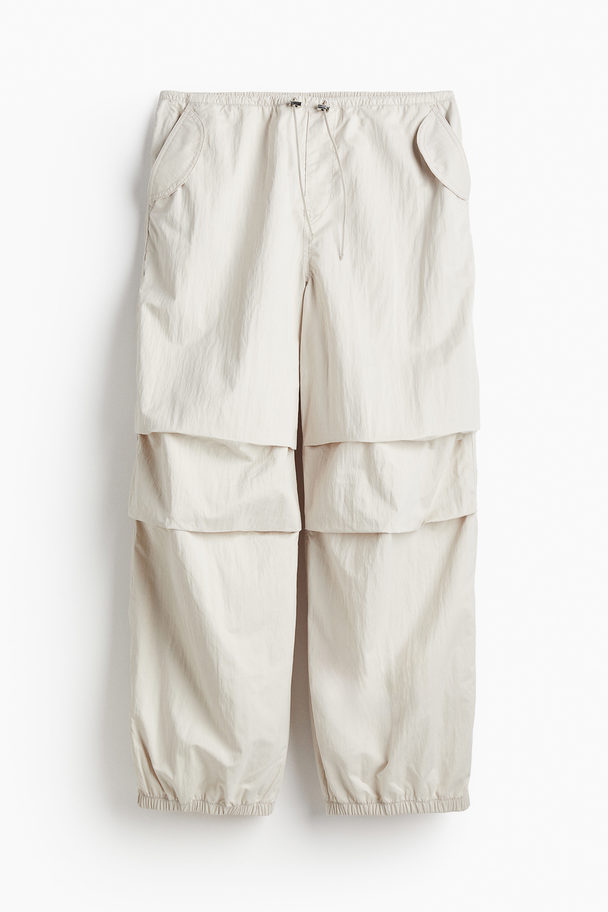 H&M Parachute Trousers Light Beige
