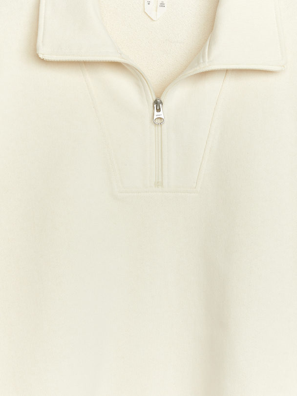 ARKET Half-zip Cotton Jumper Off White