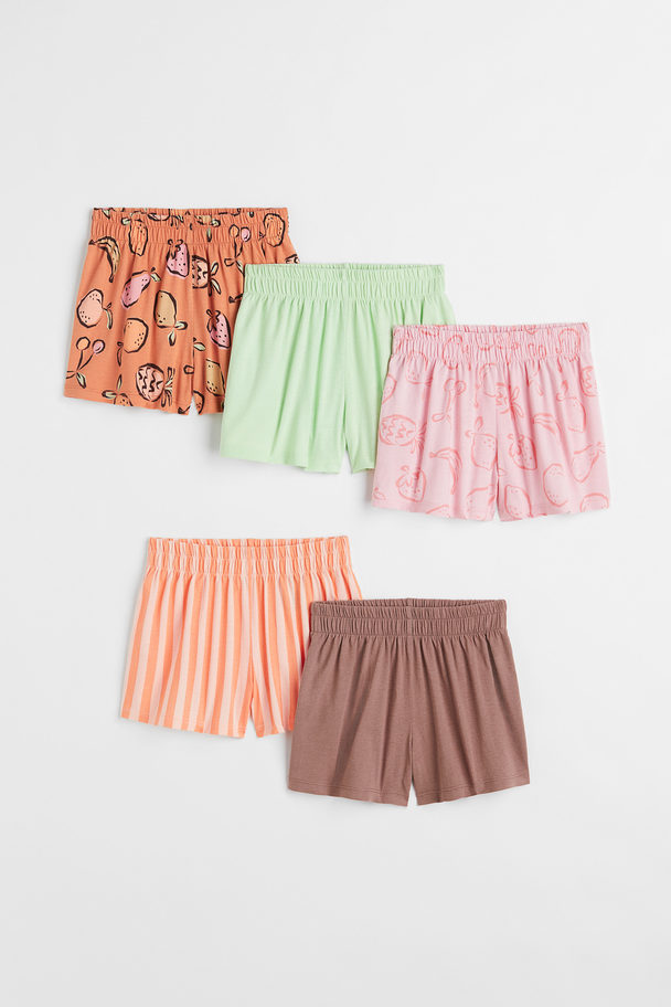 H&M Set Van 5 Tricot Shorts Oranje/fruit