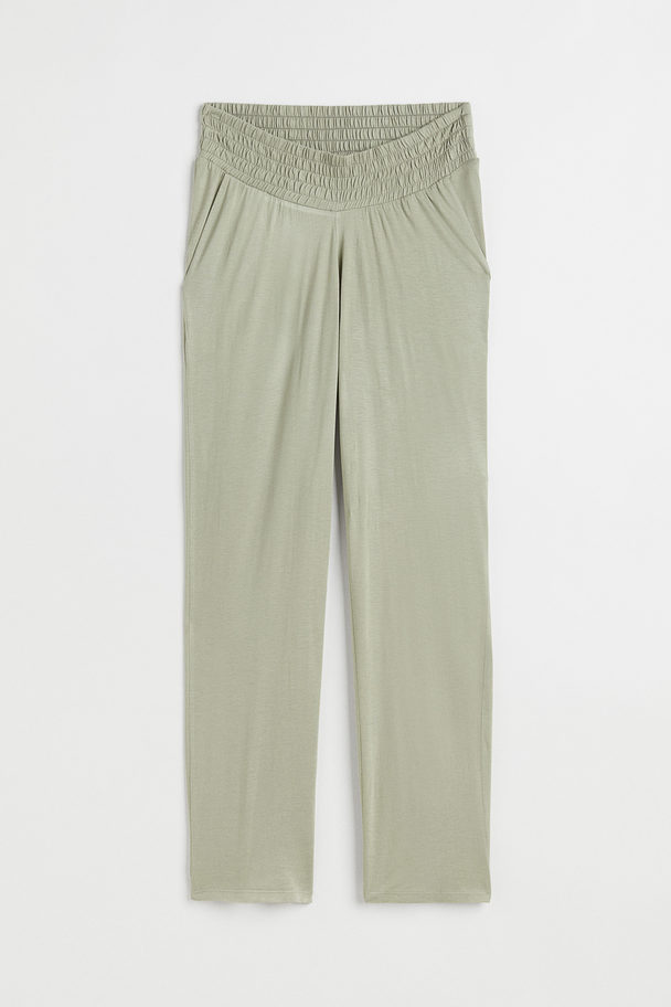 H&M Mama Jersey Trousers Light Khaki Green