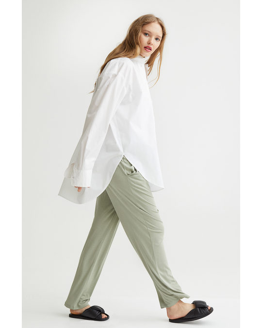 H&M Mama Jersey Trousers Light Khaki Green