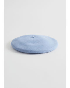 Baskenmütze aus Wolle Hellblau
