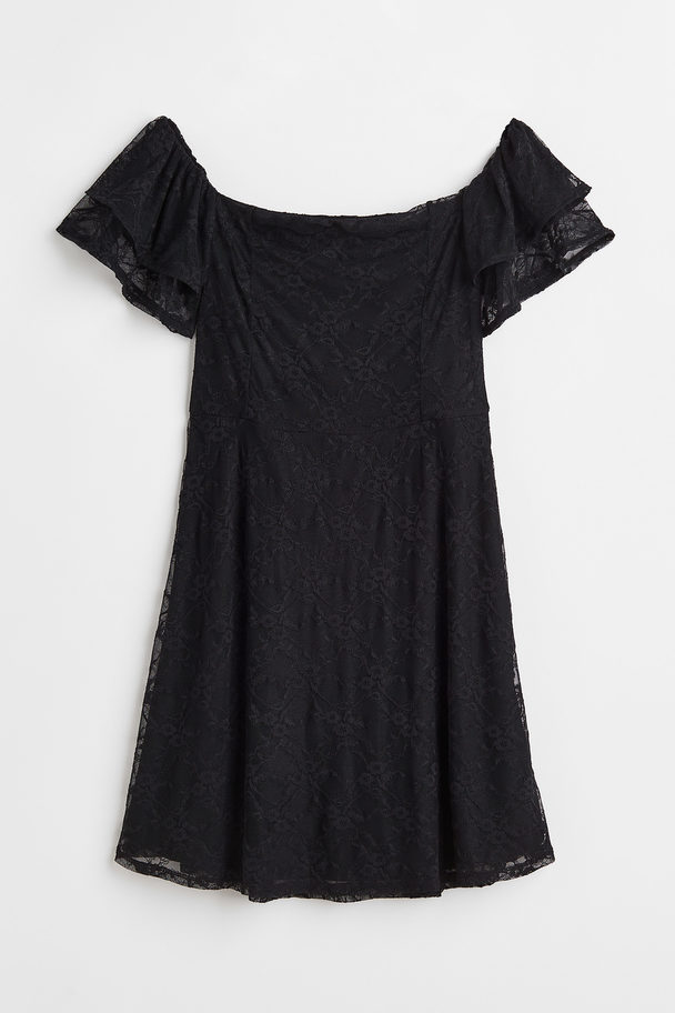 H&M Off-the-shoulder Lace Dress Black