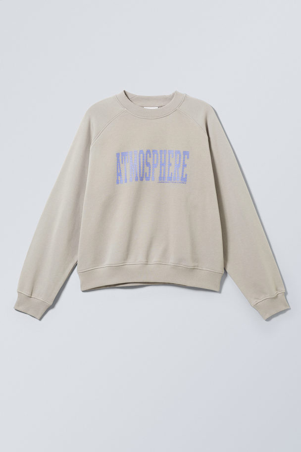 Weekday Regular Fit Sweatshirt Met Graphic En Raglanmouwen Atmosphere Zacht Taupe