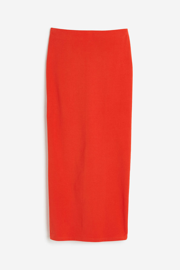 H&M Long Jersey Skirt Orange-red