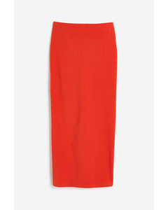 Long Jersey Skirt Orange-red