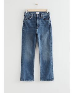 Cropped Jeans Med Svaj Lyseblå