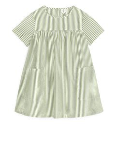 Kleid aus Pima-Baumwolle und Popeline Grün/Gestreift