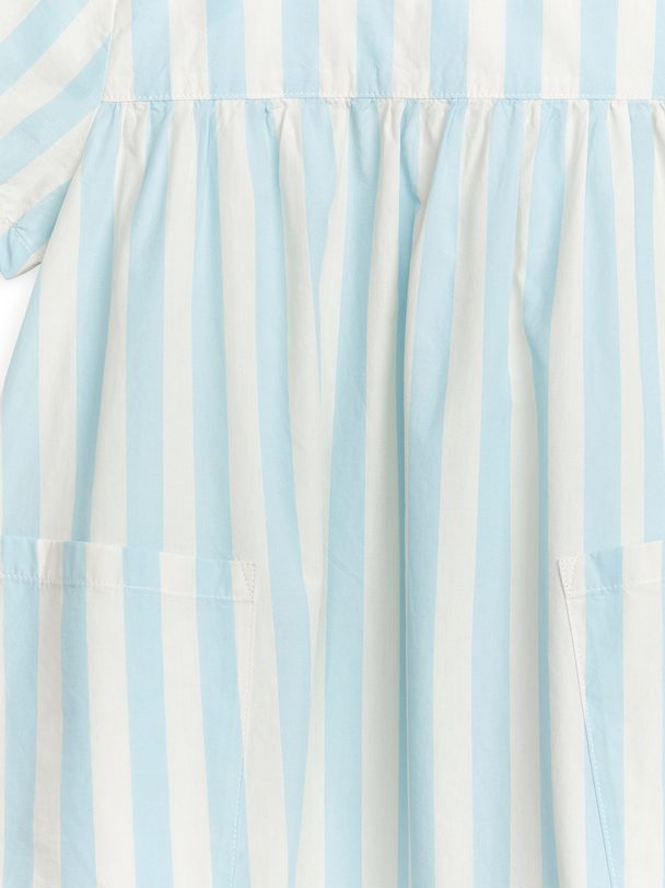 ARKET Pima Cotton Poplin Dress White/light Blue