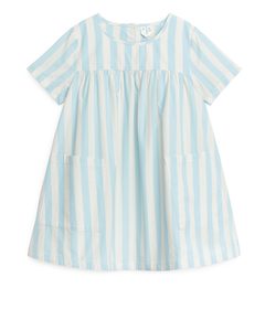Kleid aus Pima-Baumwolle und Popeline Weiß/Hellblau