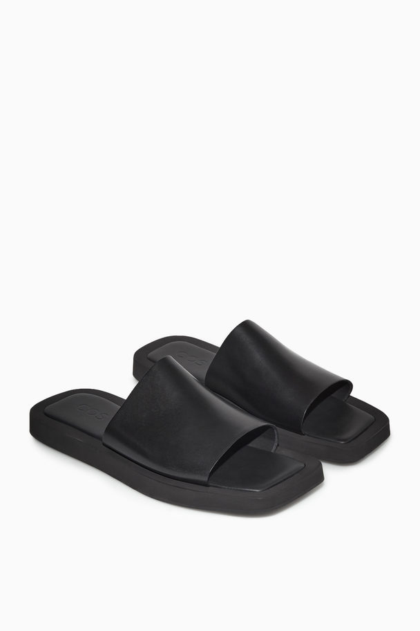 COS Square-toe Leather Slides Black