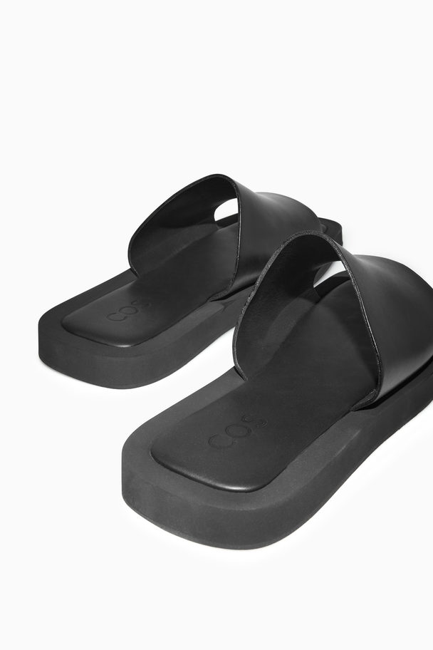 COS Square-toe Leather Slides Black