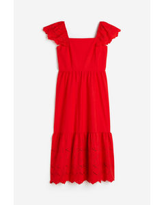 Broderie Anglaise Dress Red