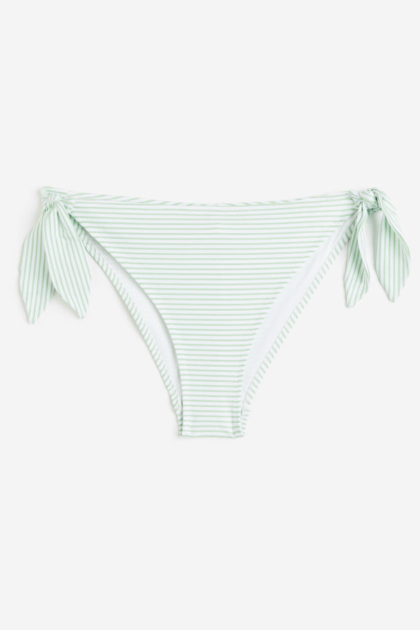 H&M Bikinihose Weiß/Grün gestreift