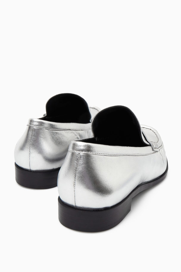 COS Leather Loafers Silver