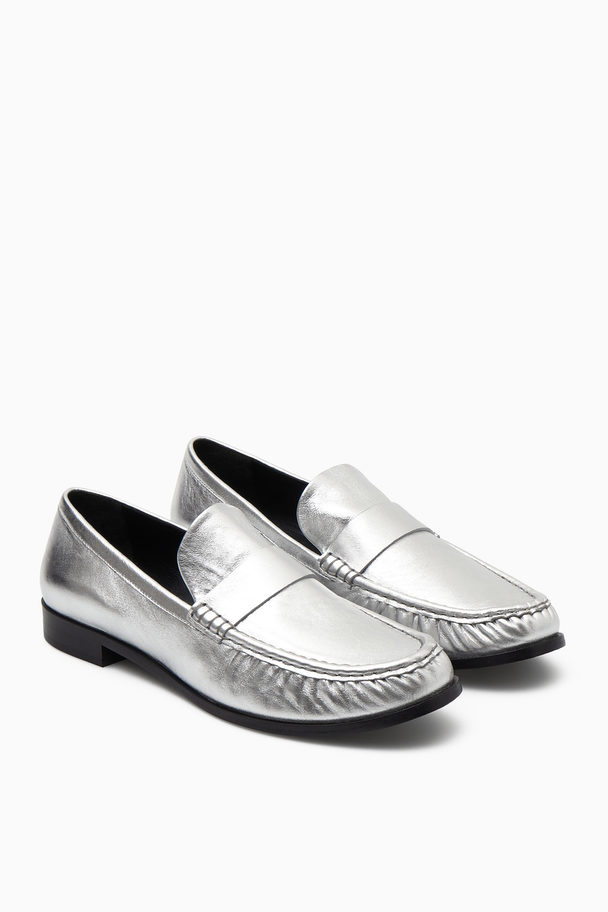 COS Loafers I Läder Silver