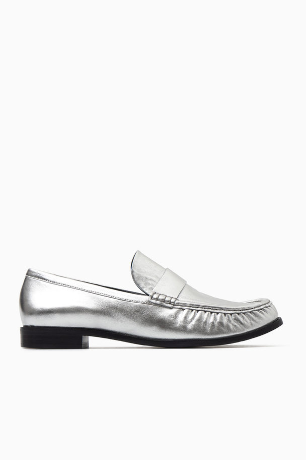 COS Leather Loafers Silver