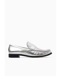 Leather Loafers Silver