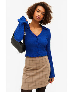 Electric Blue Textured Cropped Blouse Electric Blue
