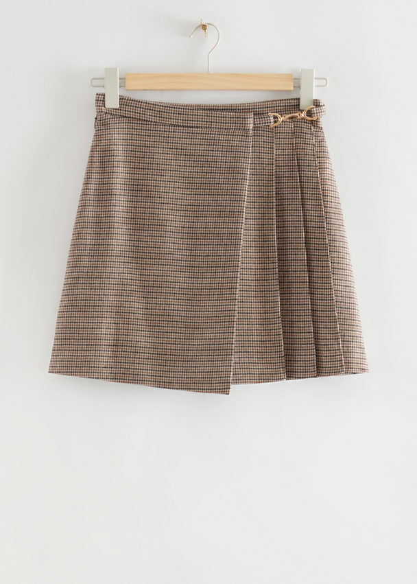 & Other Stories Wool Pleated Mini Skirt Beige