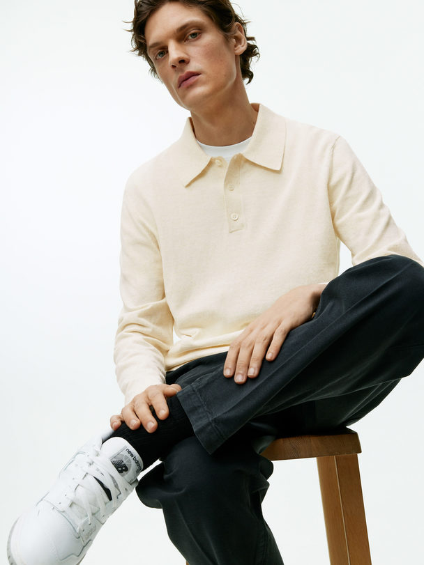 ARKET Knitted Polo Shirt Off White