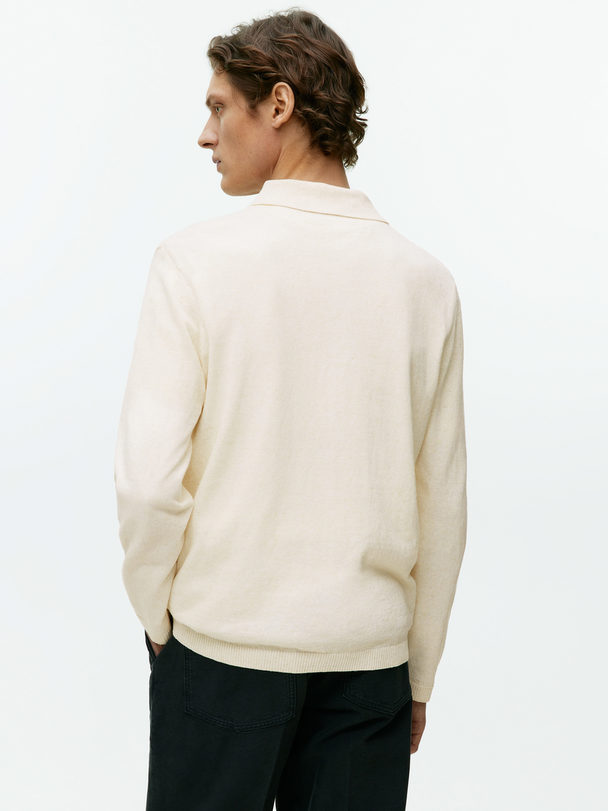 ARKET Knitted Polo Shirt Off White