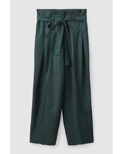 Paperbag Waist Trousers Dark Turquoise