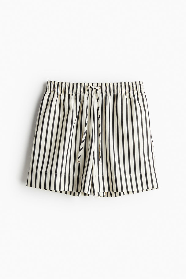 H&M Cotton Pull-on Shorts White/striped