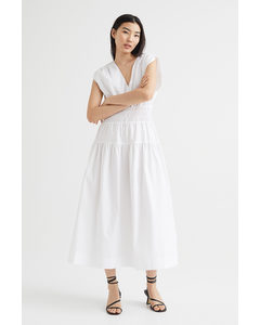 Smock-waisted Dress White