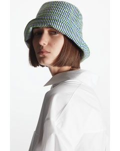 Jacquard Knit Bucket Hat White / Green / Blue