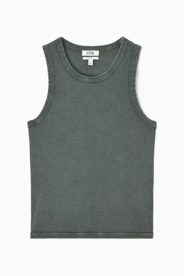 COS SCHMAL GESCHNITTENES TANKTOP MIT ACID-WASCHUNG DUNKLES TÜRKIS