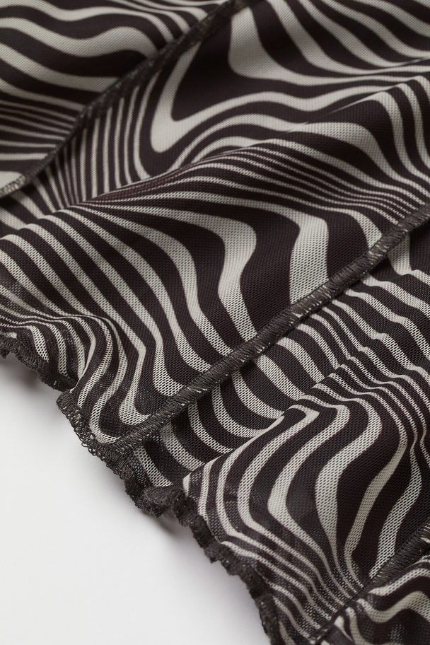 H&M Kort Nederdel Mørkebrun/mønstret