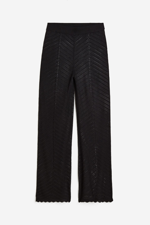H&M Pointelle-knit Trousers Black
