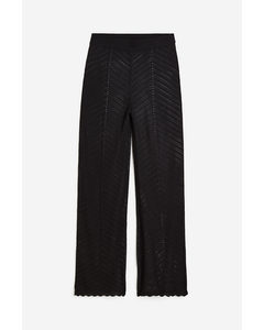 Pointelle-knit Trousers Black