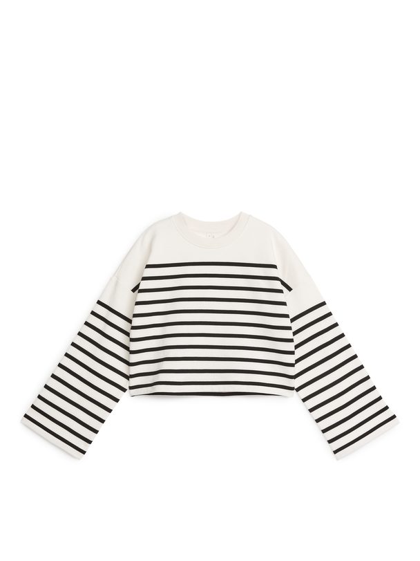ARKET Croppad Sweatshirt Off-white/svart