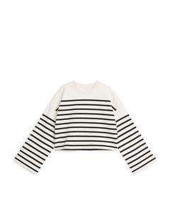 Croppad Sweatshirt Off-white/svart