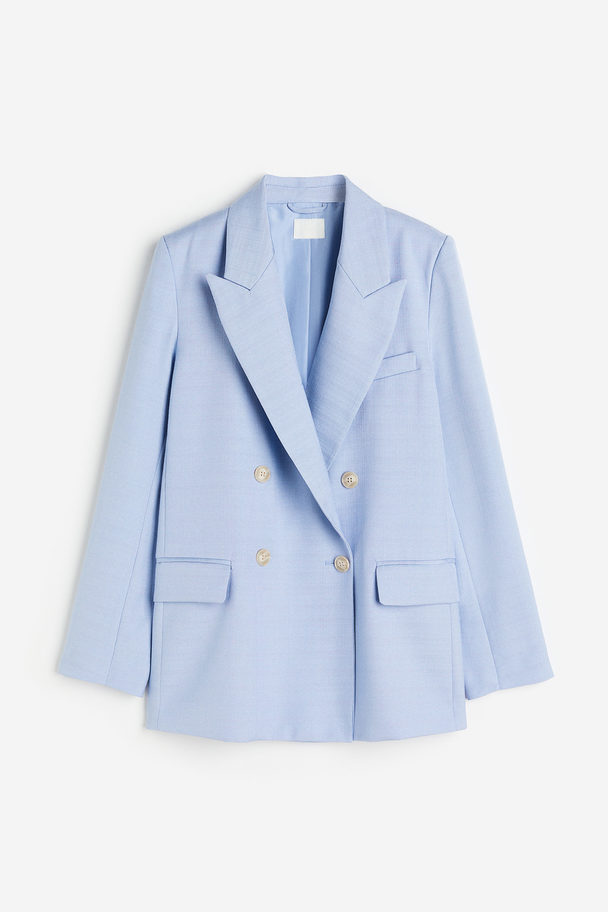 H&M Double-breasted Blazer Light Blue