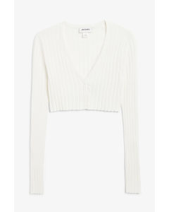 Cropped Cardigan Top White