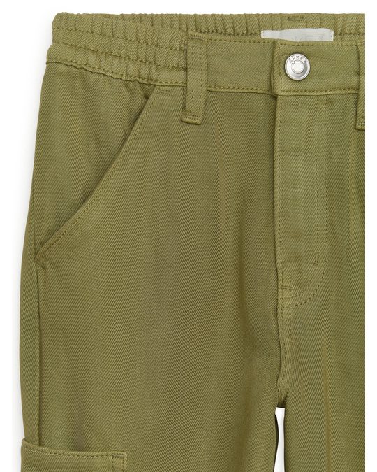 Arket Lyocell Cargo Trousers Olive Green