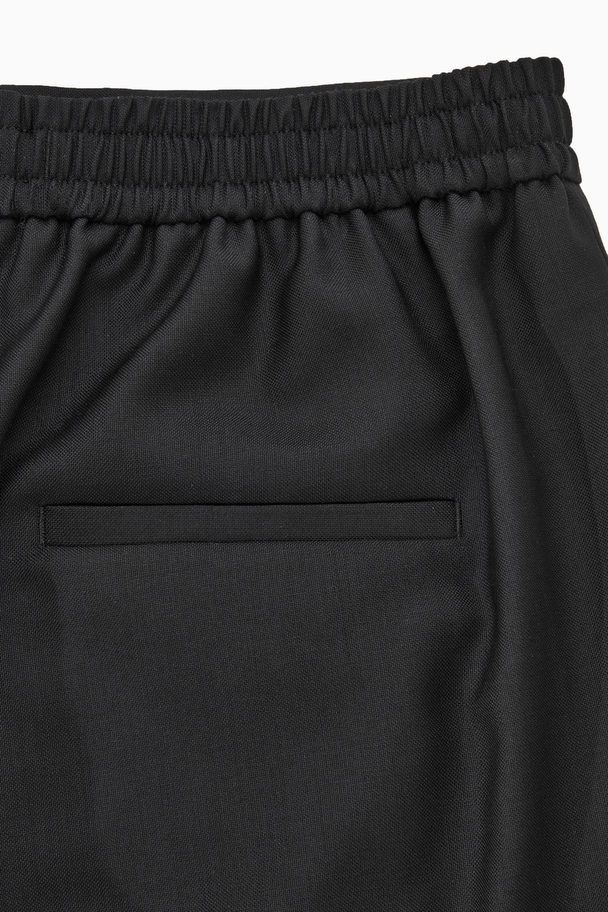 COS Straight-leg Elasticated Wool Trousers Black