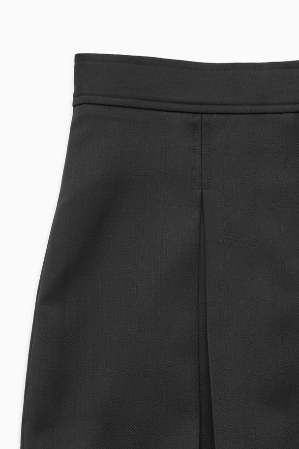 COS Low-rise Pleated Wool Mini Skirt Black