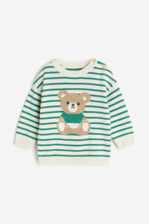 H&M Cotton Jumper Green/teddy Bear