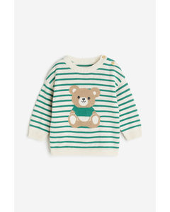 Cotton Jumper Green/teddy Bear