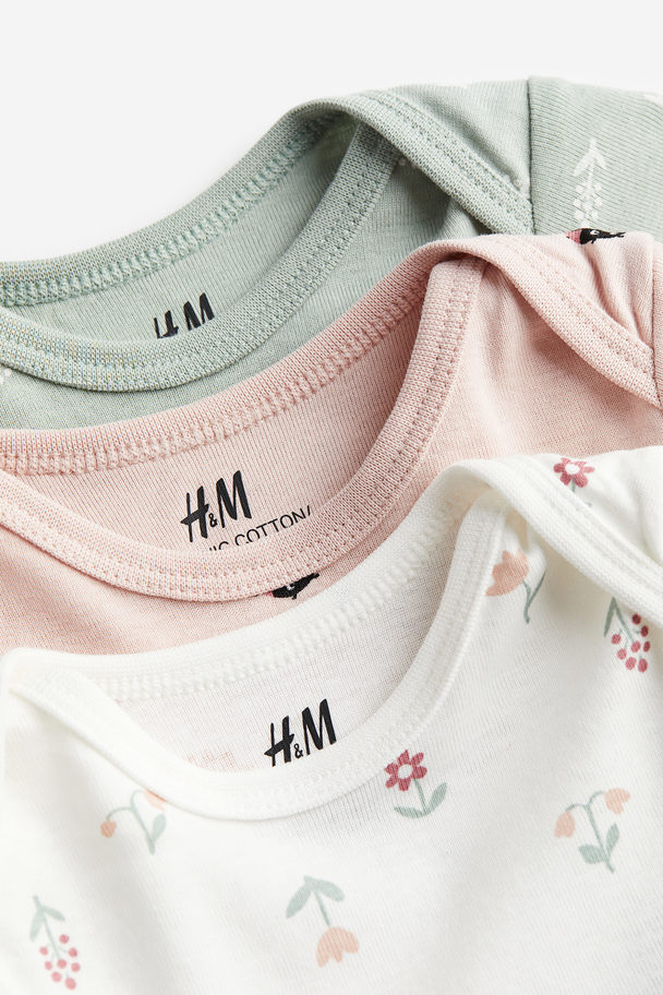 H&M 3-pack Cotton Bodysuits Light Pink/ladybugs
