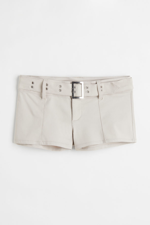 H&M Belted Shorts Light Greige