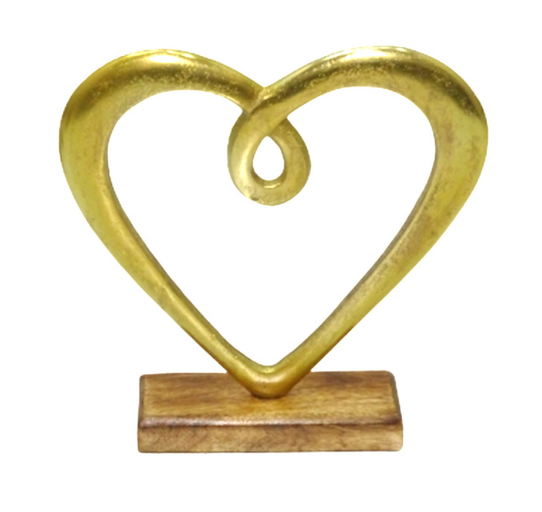 Dorre Heart Gold Finish Aluminum Wooden Base 23 * 23 * 6 Cm