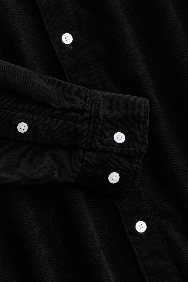 H&M Regular Fit Corduroy Shirt Black