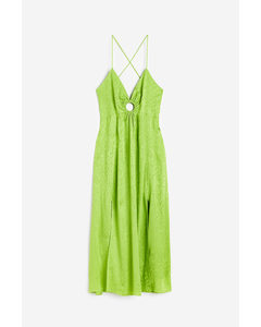 Jacquard-weave Dress Green/snakeskin-patterned