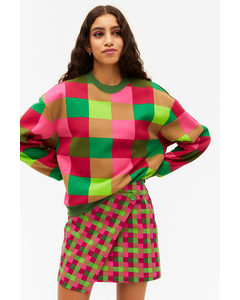 Pink And Green Check Pattern Mini Skirt Pink & Green
