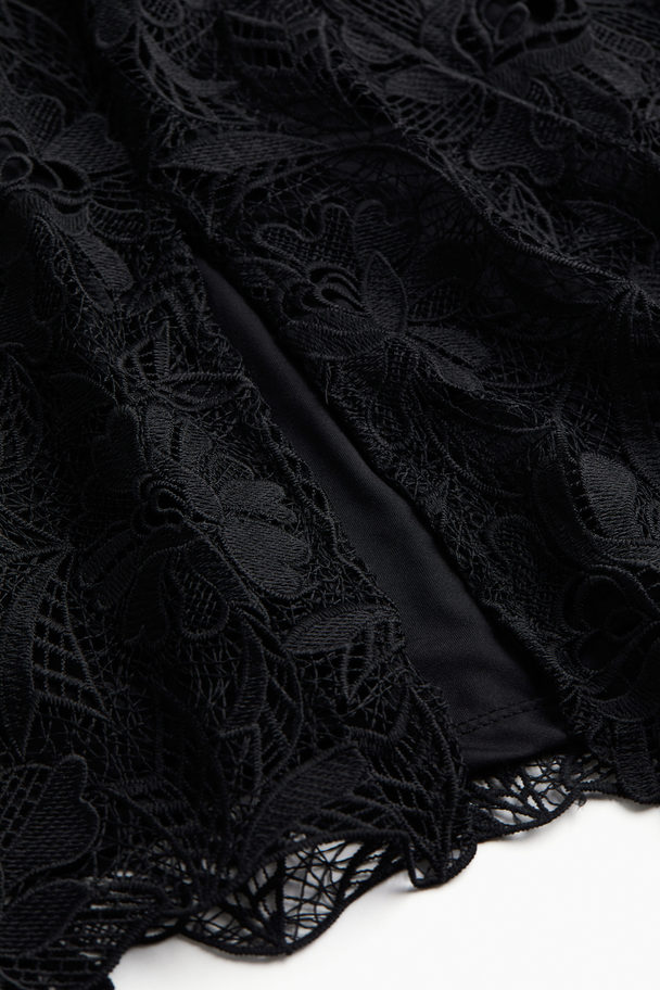 H&M Bandeau-Kleid aus Spitze Schwarz